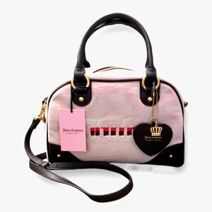 NWT Juicy Couture Retro Vibe Pink & Chocolate Satchel Crossbody/ Handbag.